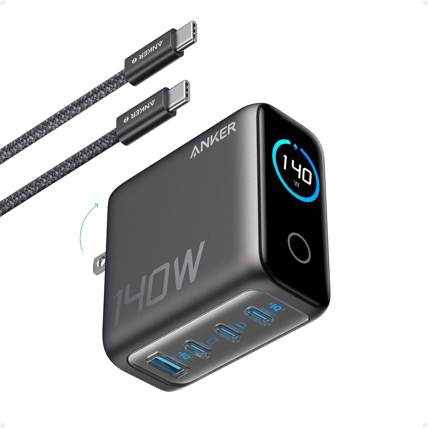 Anker 140W four-port GaN charger with display