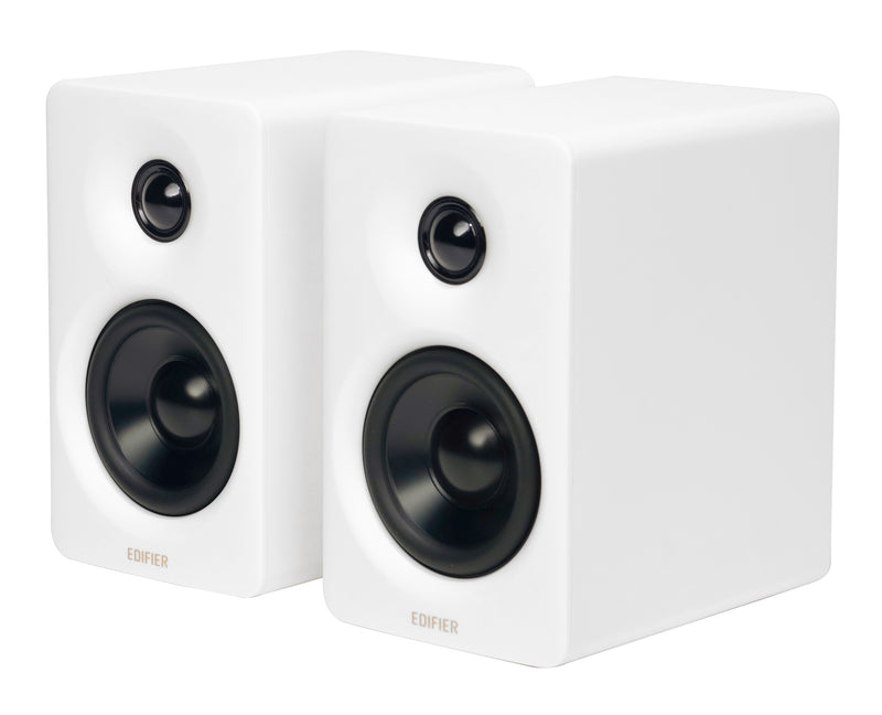 Pair of white Edifier M60 desktop speakers