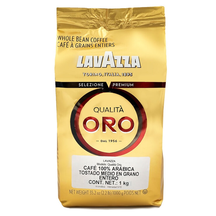 Gold bag of Lavazza Qualità Oro whole-bean coffee